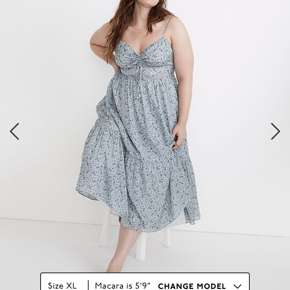 Madewell Silk Ruched Keyhole Tiered Midi Dress in Florentine Floral NWT Sz 12 - Picture 2 of 6